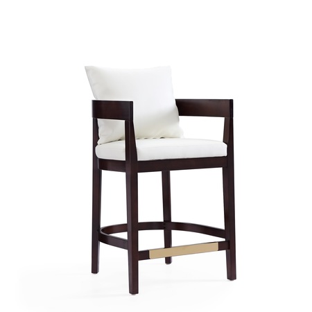 Manhattan Comfort Ritz Counter Stool in Ivory and Dark Walnut (Set of 3) 3-CS006-IV